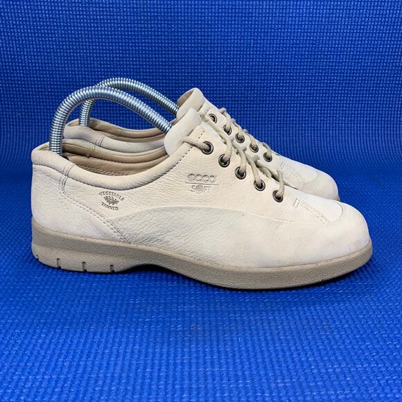 🔴 ECCO Soft Vegetable Tanned Women`s Size 7 Beige Comfort Shoes Sneakers - Picture 3 of 7